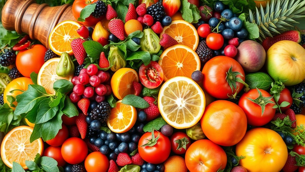 vielfältige Früchte und Gemüse