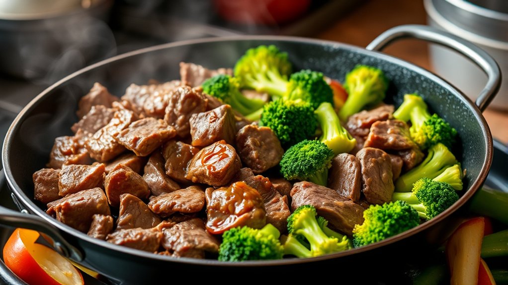 Schnelles Rindfleisch und Brokkoli Pfannengericht